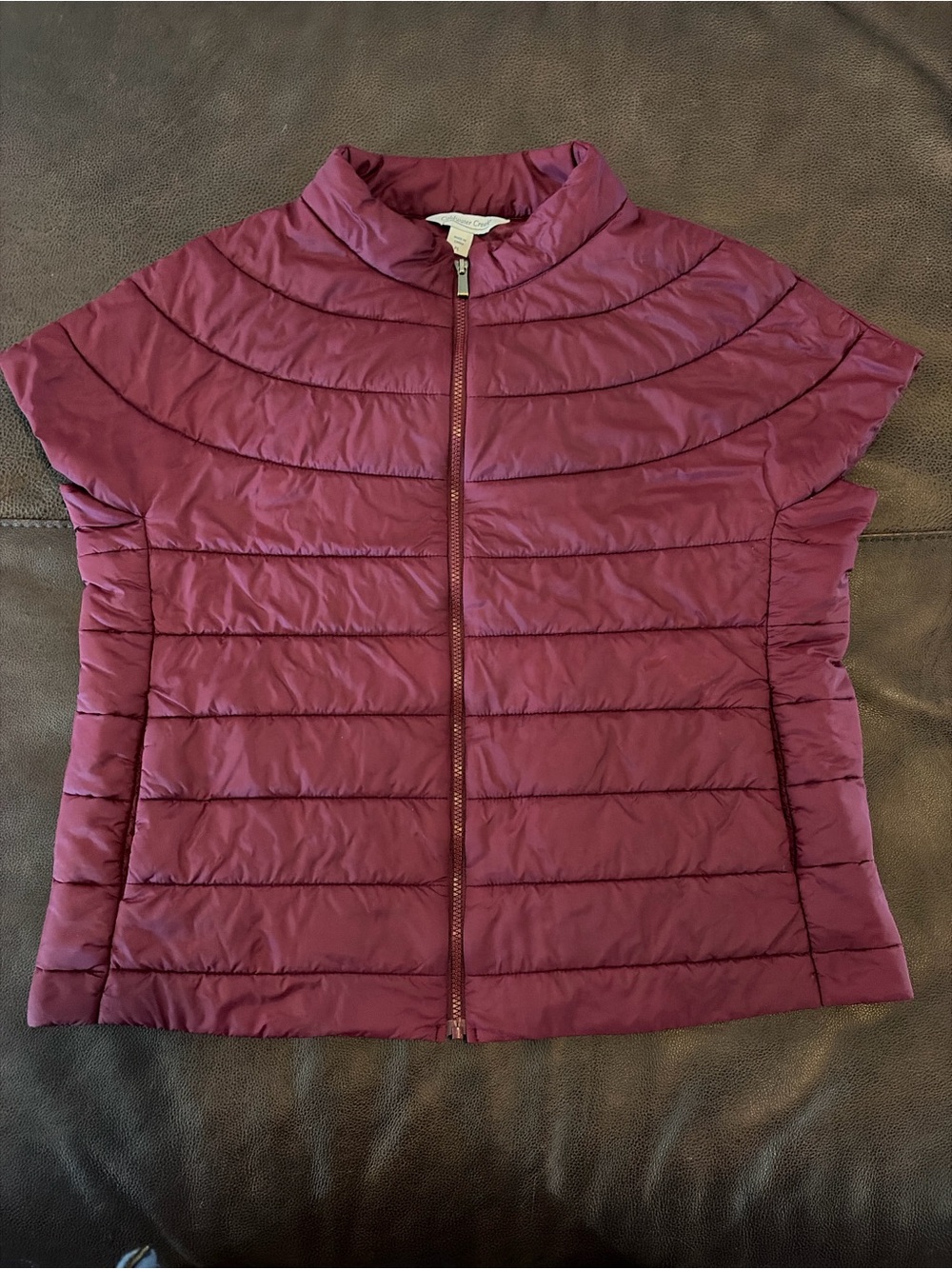 Coldwater Creek Lightweight Quilted Zip-Front Vest- Plum